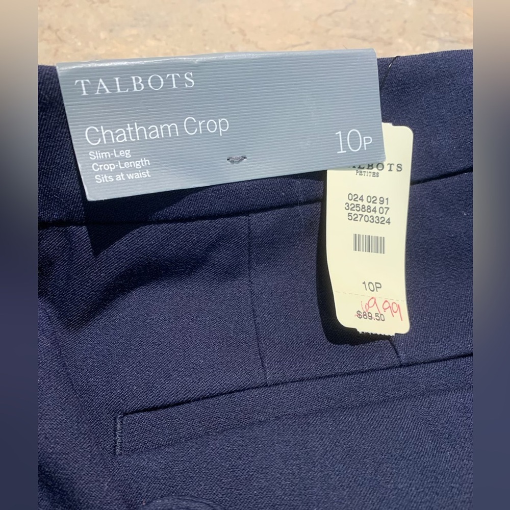 Talbots Navy Blue Chatham Crop with Scalloped Hem NWT, 10p - Picture 3 of 9
